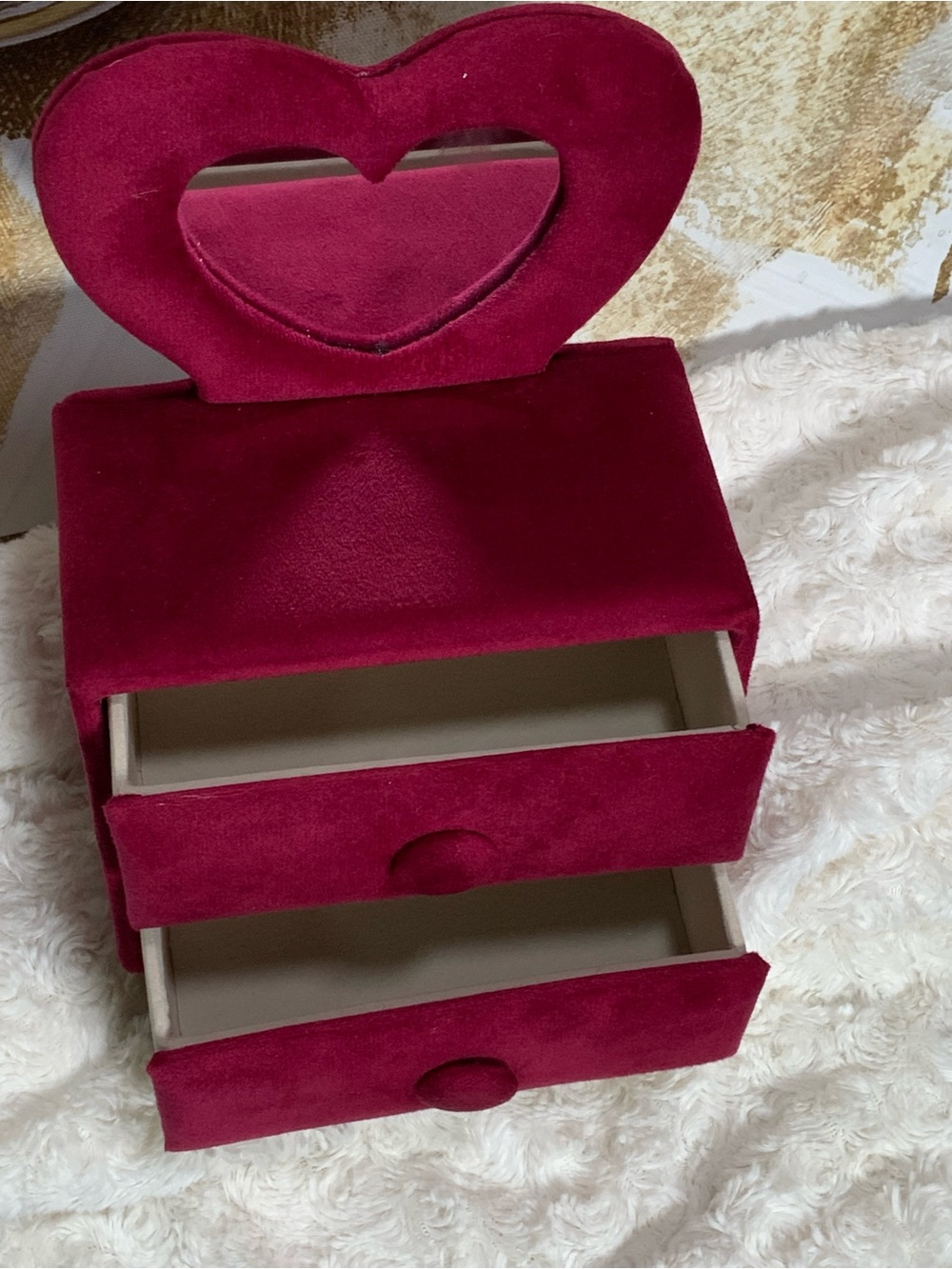 Velvet Heart Jewelry Box Organizer in Deep Pink